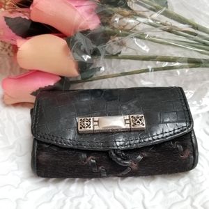 Brighton Black Leather & horse hair coin purse